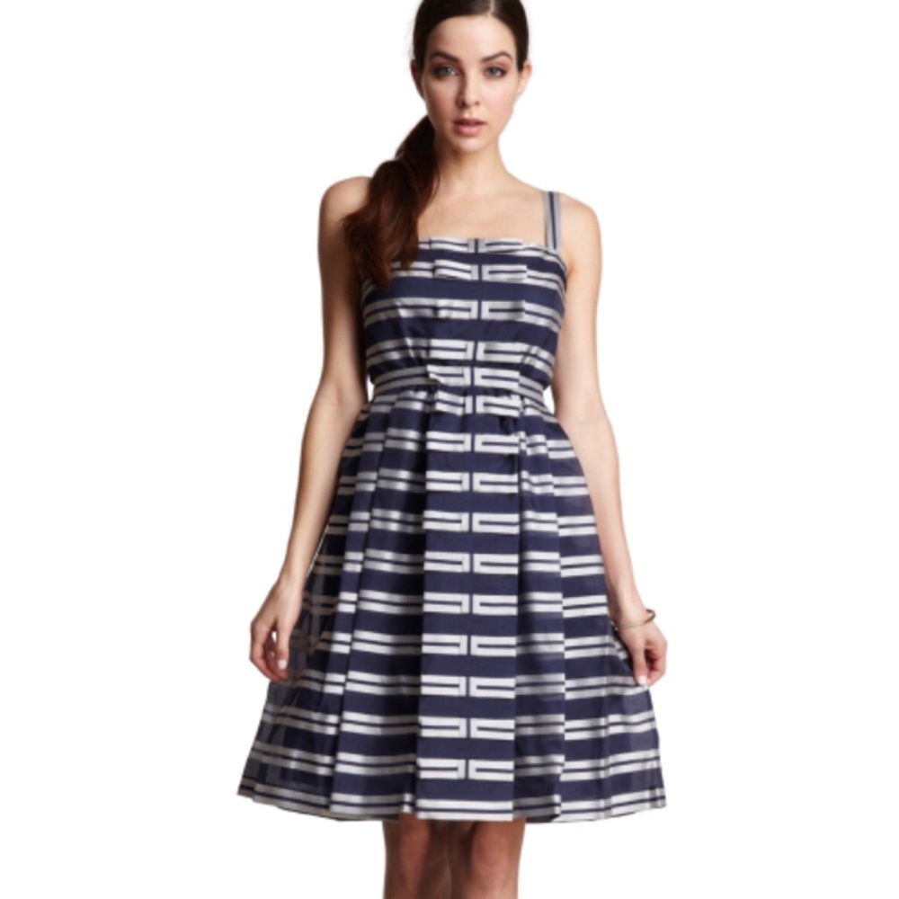 ANTHROPOLOGIE: jigsaw london silk stripe bow dress